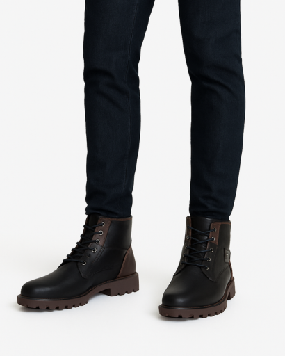 Bottines Homme en Cuir Hiver – Chaussures Montantes Chaudes et Robustes