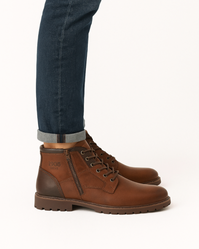 Bottines Homme en Cuir Hiver – Chaussures Montantes Chaudes et Robustes