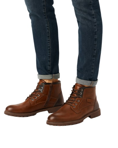 Bottines Homme en Cuir Hiver – Chaussures Montantes Chaudes et Robustes