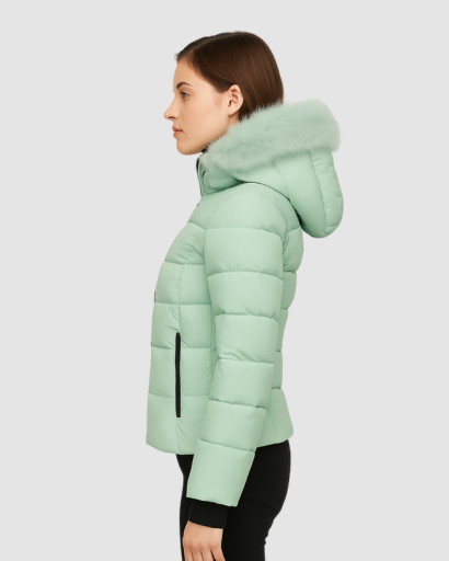 Doudoune Femme à Capuche avec Fausse Fourrure – Look Moderne et Chaleur Assurée