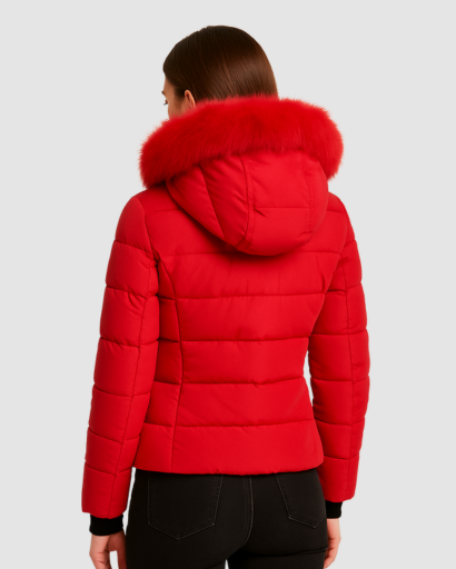 Doudoune Femme à Capuche avec Fausse Fourrure – Look Moderne et Chaleur Assurée