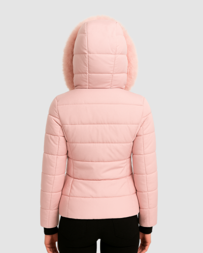 Doudoune Femme à Capuche avec Fausse Fourrure – Look Moderne et Chaleur Assurée