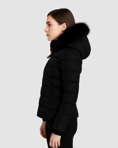 Doudoune Femme à Capuche avec Fausse Fourrure – Look Moderne et Chaleur Assurée