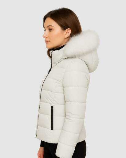 Doudoune Femme à Capuche avec Fausse Fourrure – Look Moderne et Chaleur Assurée