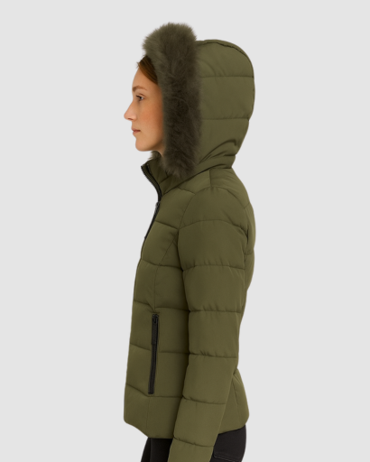 Doudoune Femme à Capuche avec Fausse Fourrure – Look Moderne et Chaleur Assurée