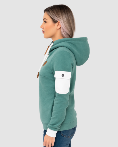 Sweat à Capuche Femme Zippé avec Poche Manche – Pull Sport Chic Confortable