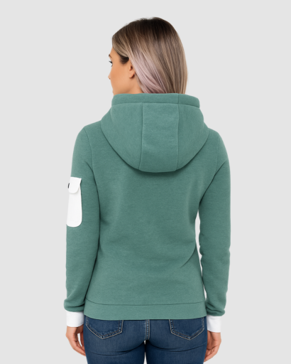 Sweat à Capuche Femme Zippé avec Poche Manche – Pull Sport Chic Confortable