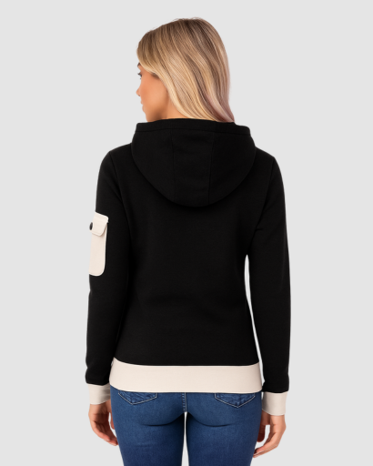 Sweat à Capuche Femme Zippé avec Poche Manche – Pull Sport Chic Confortable