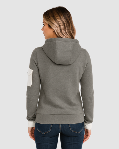 Sweat à Capuche Femme Zippé avec Poche Manche – Pull Sport Chic Confortable