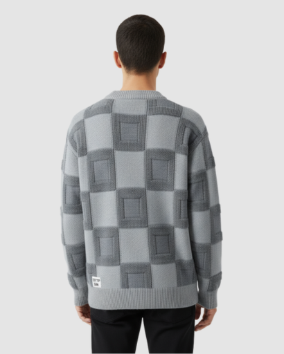 Pull oversize homme à motif géométrique – style streetwear tendance