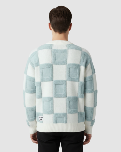 Pull oversize homme à motif géométrique – style streetwear tendance