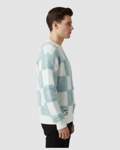 Pull oversize homme à motif géométrique – style streetwear tendance