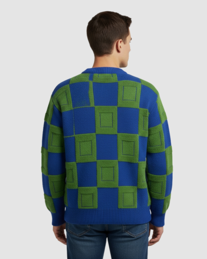 Pull oversize homme à motif géométrique – style streetwear tendance