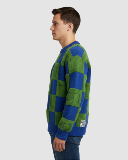 Pull oversize homme à motif géométrique – style streetwear tendance