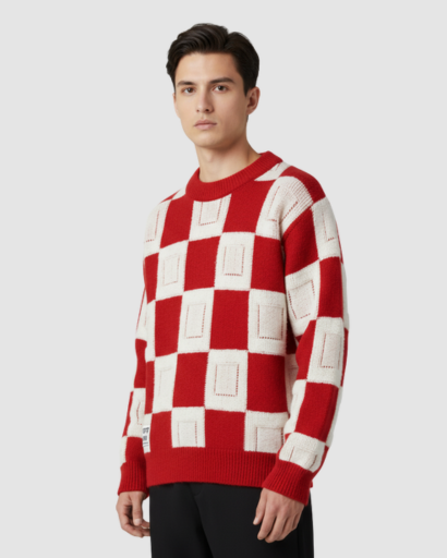 Pull oversize homme à motif géométrique – style streetwear tendance