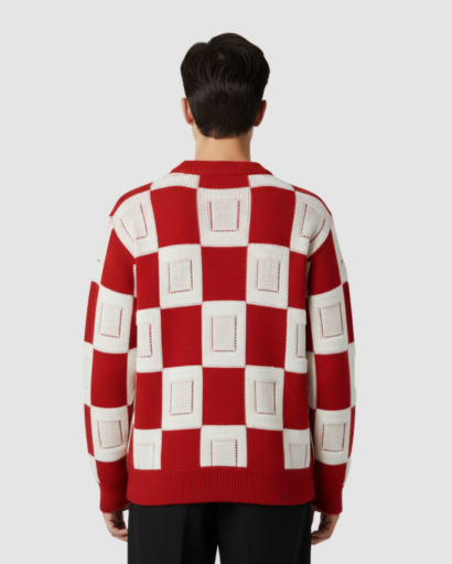 Pull oversize homme à motif géométrique – style streetwear tendance