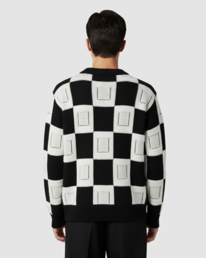 Pull oversize homme à motif géométrique – style streetwear tendance