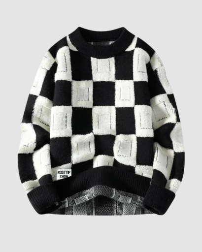 Pull oversize homme à motif géométrique – style streetwear tendance