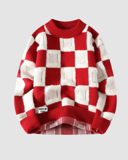 Pull oversize homme à motif géométrique – style streetwear tendance