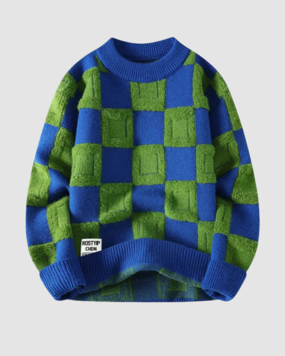 Pull oversize homme à motif géométrique – style streetwear tendance