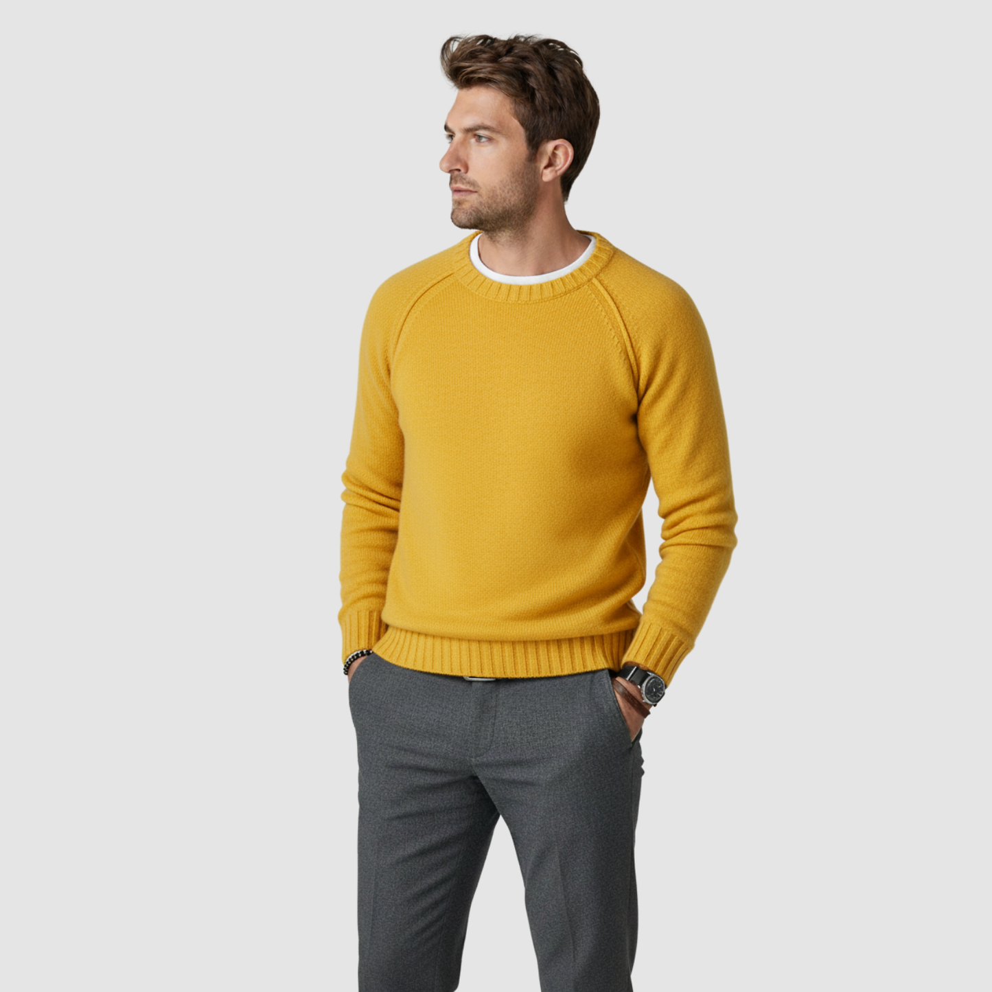 Pull Homme Classique à Col Rond – Maille Douce & Élégante