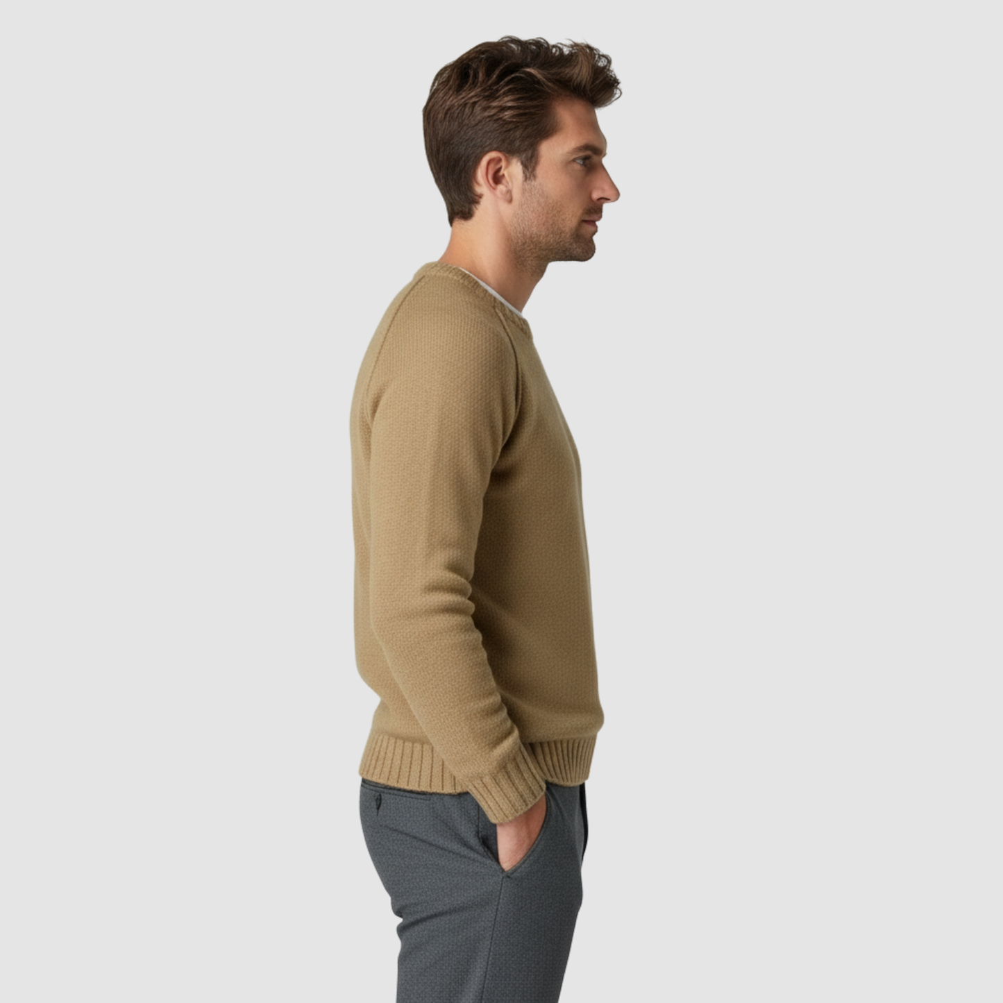 Pull Homme Classique à Col Rond – Maille Douce & Élégante
