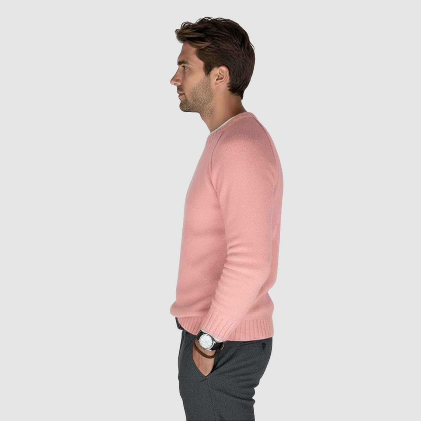 Pull Homme Classique à Col Rond – Maille Douce & Élégante