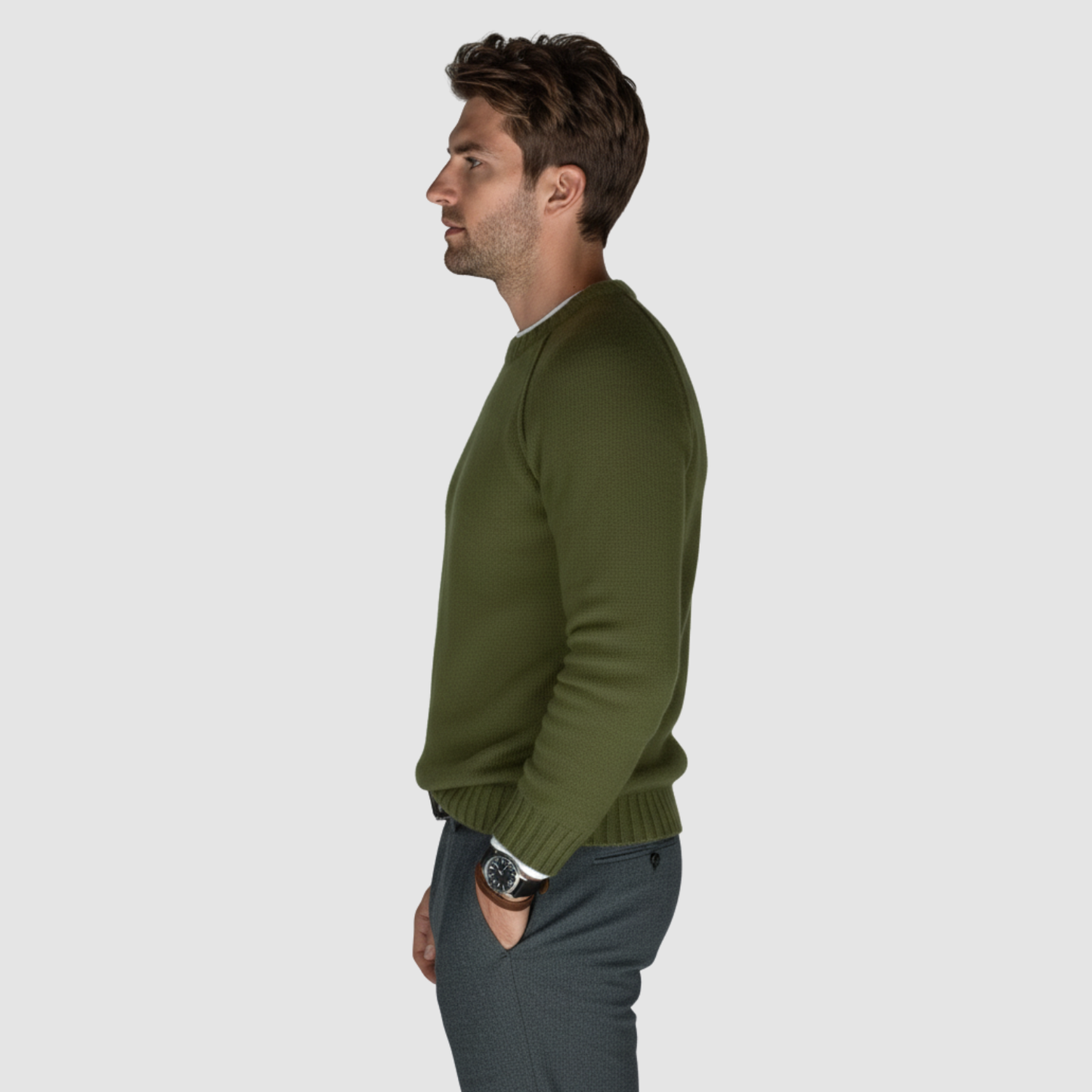 Pull Homme Classique à Col Rond – Maille Douce & Élégante