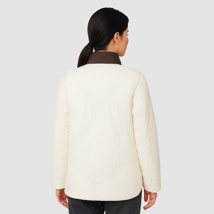 Veste Matelassée Femme Col Contrasté – Manteau Chaud Léger pour Hiver