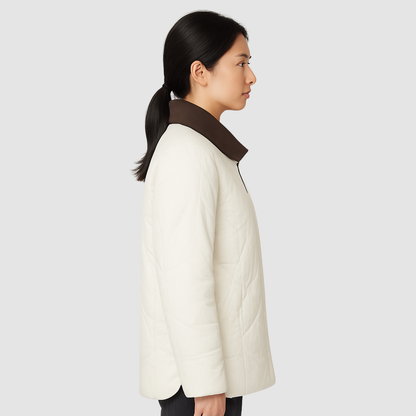 Veste Matelassée Femme Col Contrasté – Manteau Chaud Léger pour Hiver