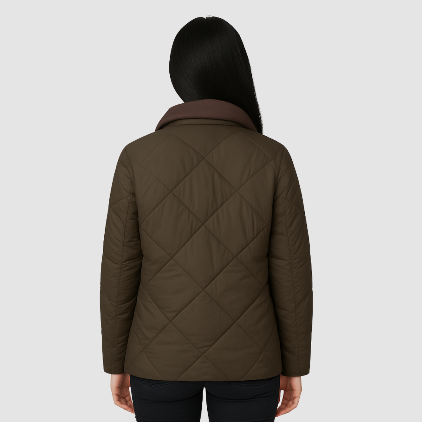 Veste Matelassée Femme Col Contrasté – Manteau Chaud Léger pour Hiver
