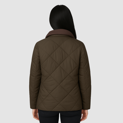 Veste Matelassée Femme Col Contrasté – Manteau Chaud Léger pour Hiver