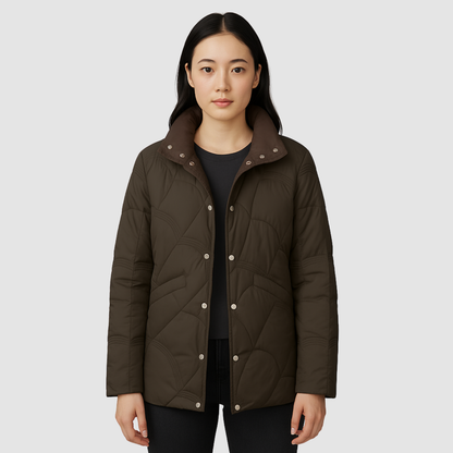 Veste Matelassée Femme Col Contrasté – Manteau Chaud Léger pour Hiver