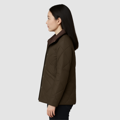 Veste Matelassée Femme Col Contrasté – Manteau Chaud Léger pour Hiver