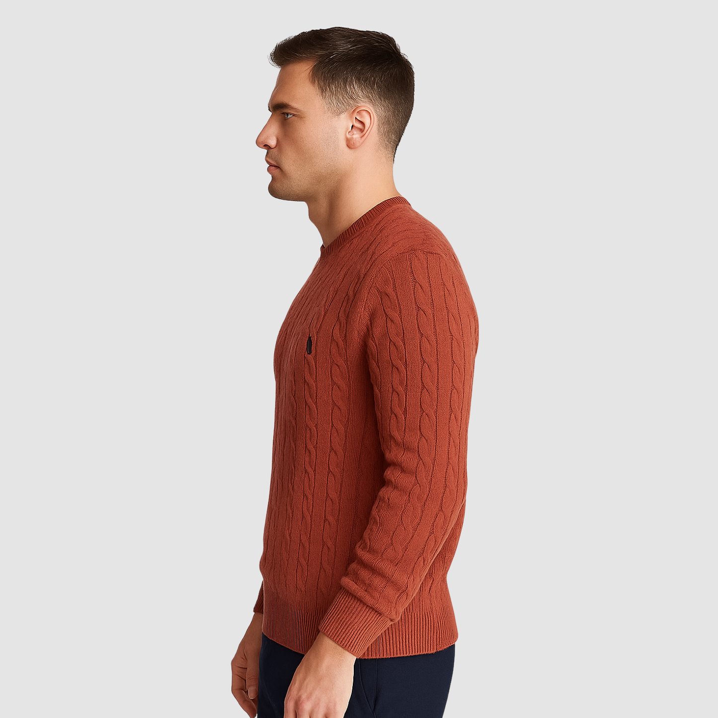 Pull Homme Maille Torsadée – Pull Classique Col Rond Style Polo