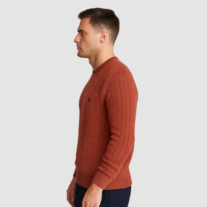 Pull Homme Maille Torsadée – Pull Classique Col Rond Style Polo