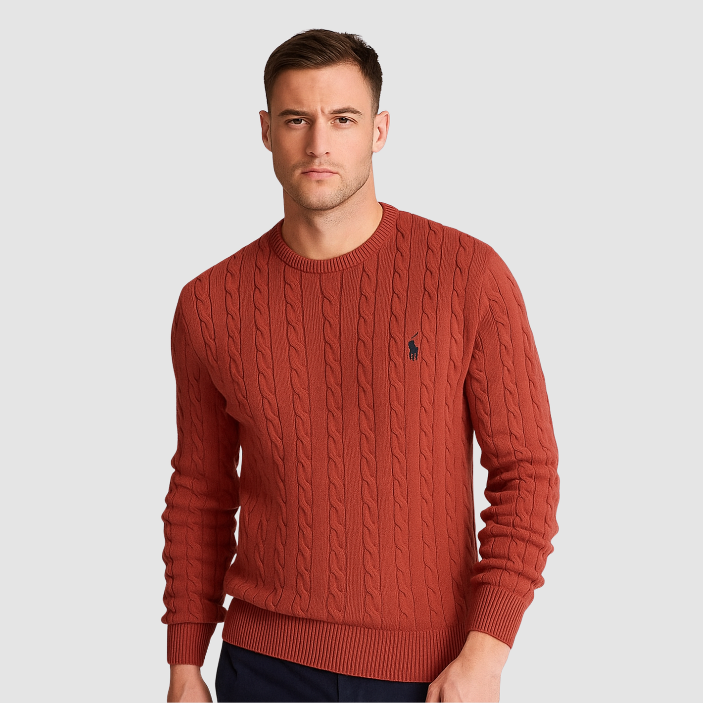 Pull Homme Maille Torsadée – Pull Classique Col Rond Style Polo