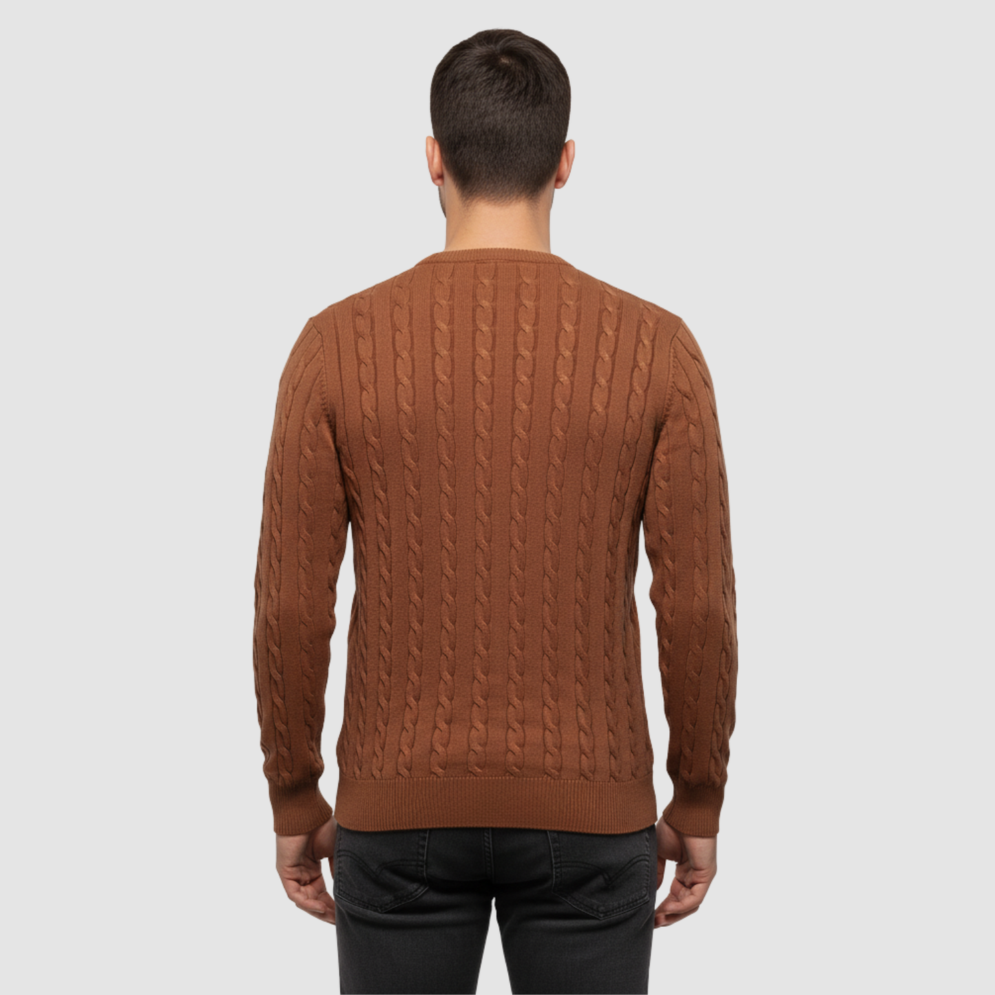 Pull Homme Maille Torsadée – Pull Classique Col Rond Style Polo
