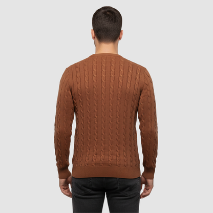 Pull Homme Maille Torsadée – Pull Classique Col Rond Style Polo