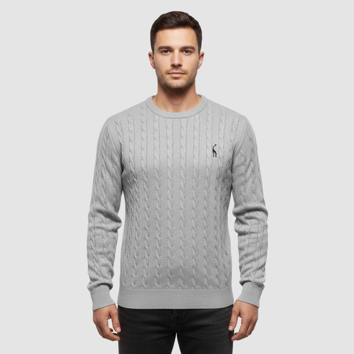 Pull Homme Maille Torsadée – Pull Classique Col Rond Style Polo