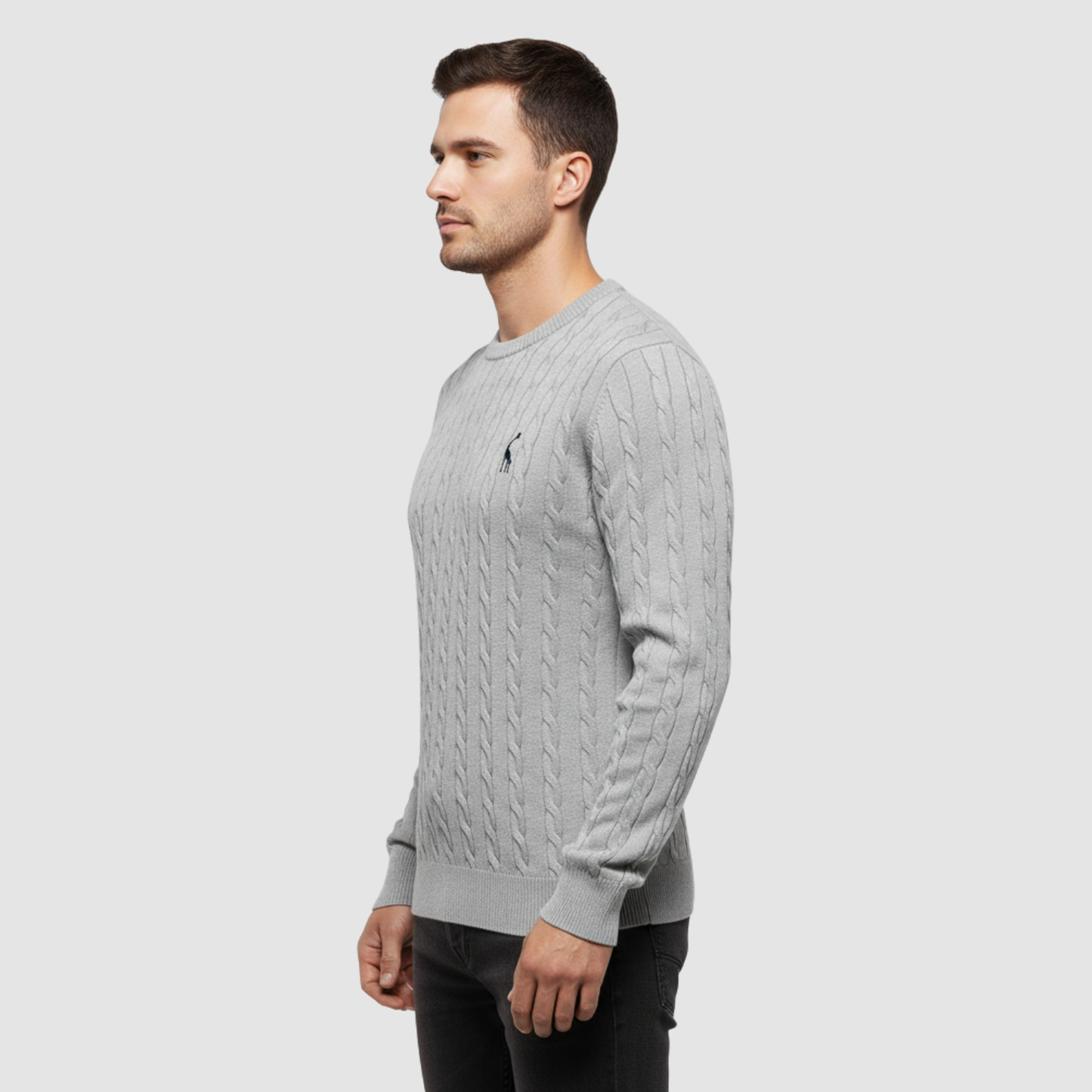 Pull Homme Maille Torsadée – Pull Classique Col Rond Style Polo