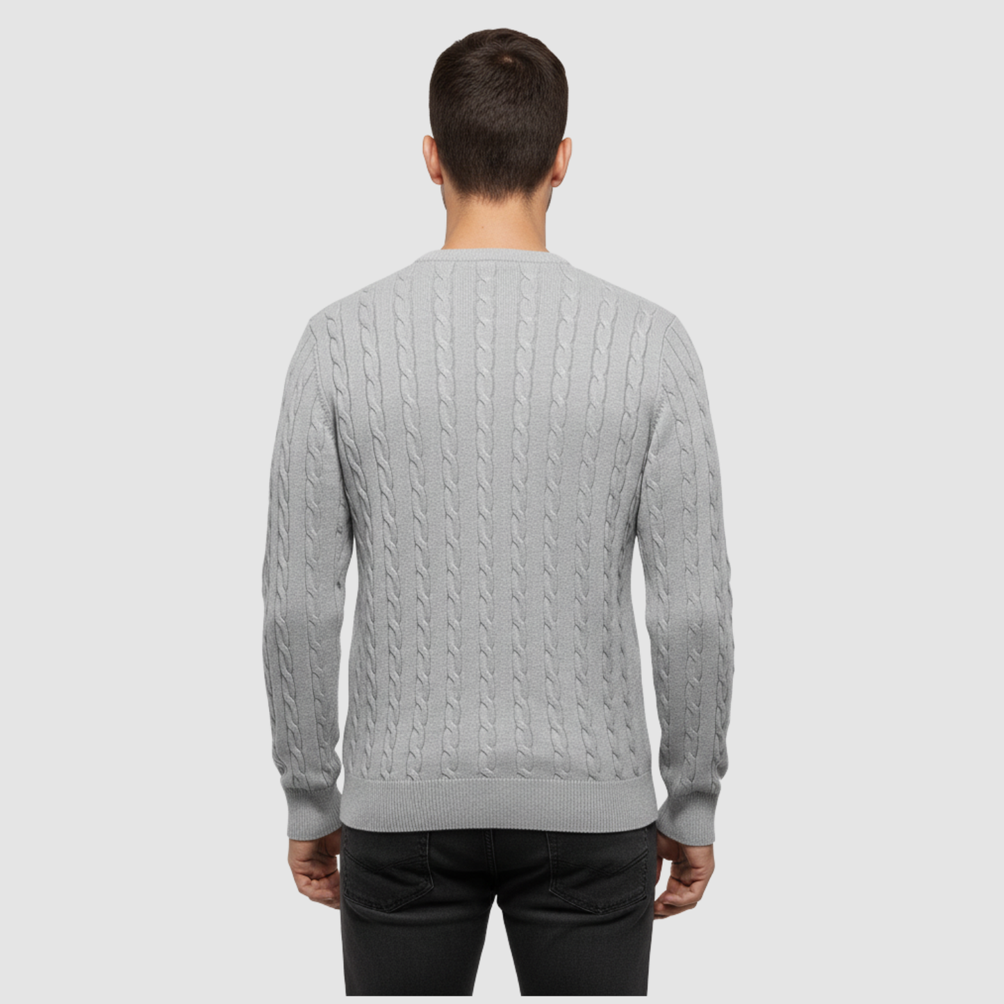 Pull Homme Maille Torsadée – Pull Classique Col Rond Style Polo