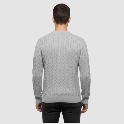 Pull Homme Maille Torsadée – Pull Classique Col Rond Style Polo