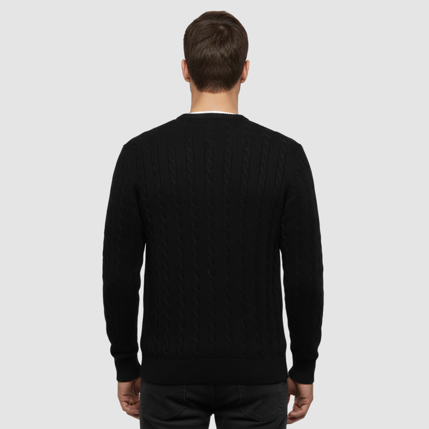 Pull Homme Maille Torsadée – Pull Classique Col Rond Style Polo