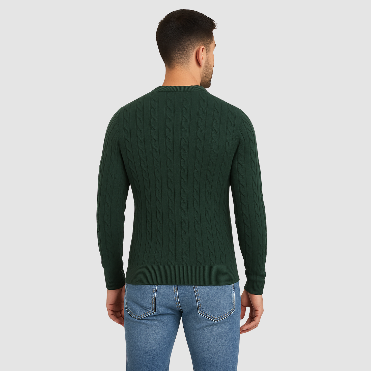 Pull Homme Maille Torsadée – Pull Classique Col Rond Style Polo