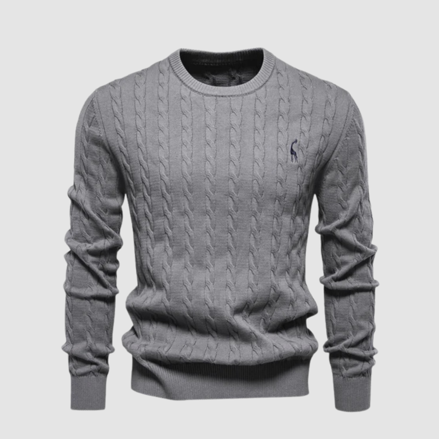 Pull Homme Maille Torsadée – Pull Classique Col Rond Style Polo