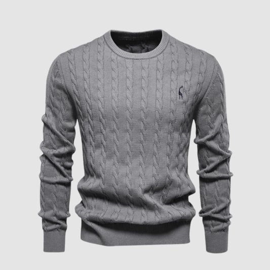 Pull Homme Maille Torsadée – Pull Classique Col Rond Style Polo