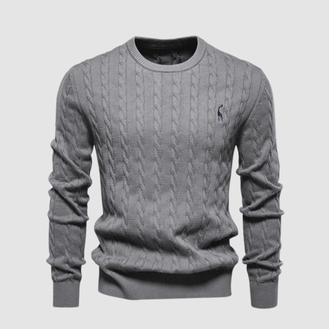 Pull Homme Maille Torsadée Col Rond Style Polo – Élégance & Confort | Automne Hiver