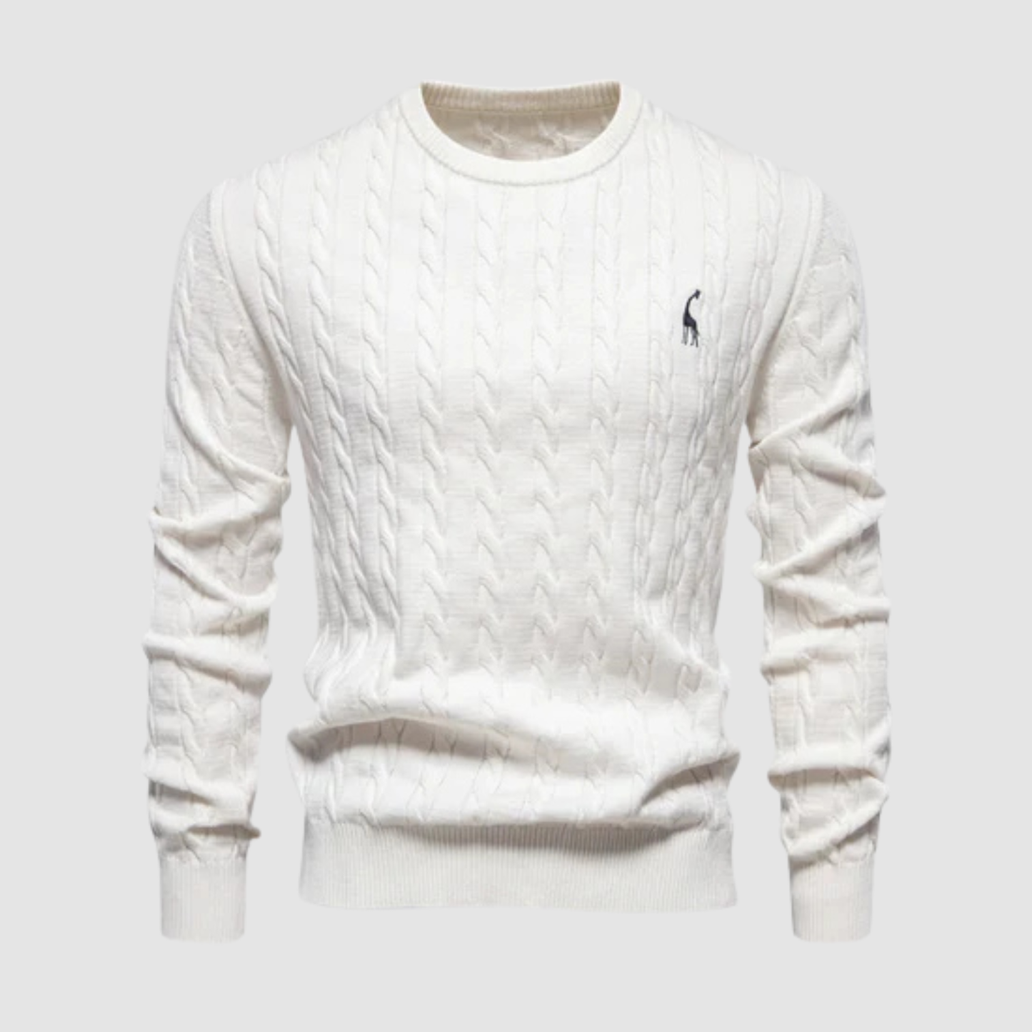 Pull Homme Maille Torsadée – Pull Classique Col Rond Style Polo
