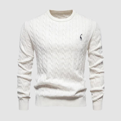 Pull Homme Maille Torsadée – Pull Classique Col Rond Style Polo